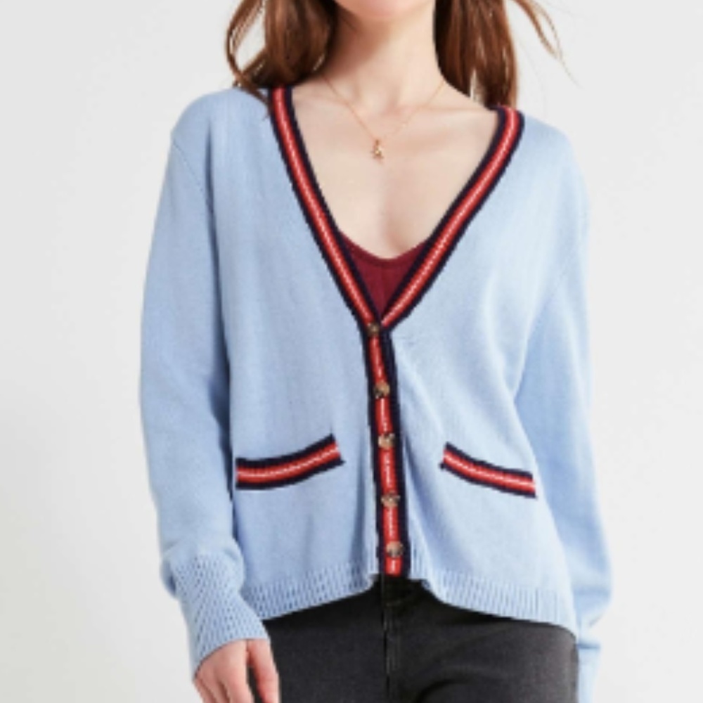 Urban Outfitters Sloane Striped V-Neck Cardigan
